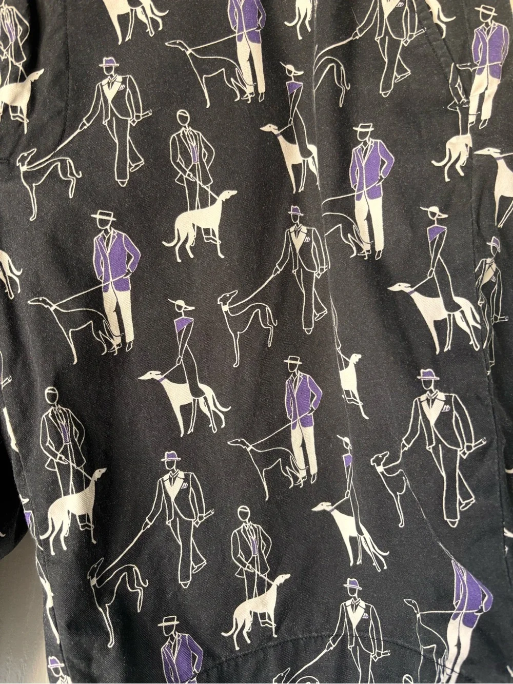 Polo Golf Ralph Lauren Golf Shorts Men's 34 Black Purple Dog Walker Loud Print